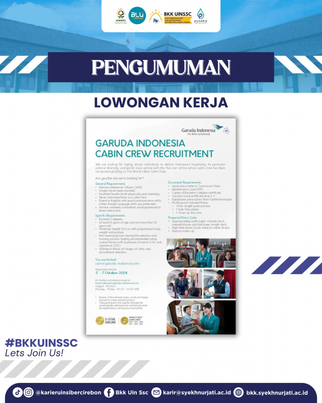 GARUDA INDONESIA CABIN CREW RECRUITMENT